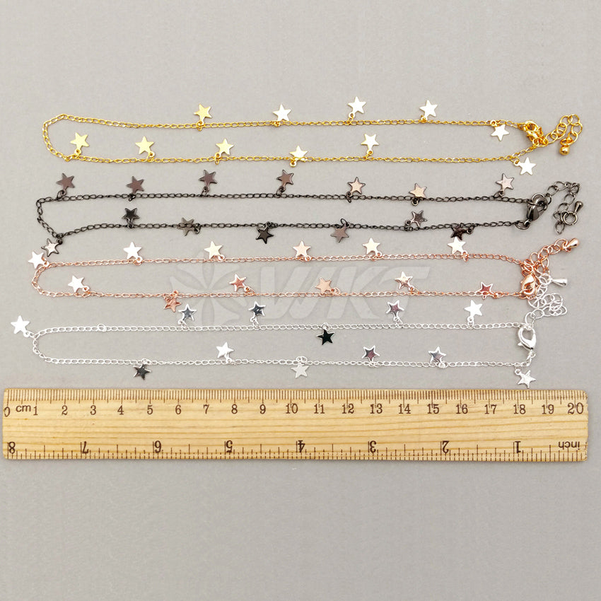 WT-N978 Wholesale Fashion Hot Young Girl High Quality Necklace24K Real Gold /gun Black / Rose Gold /silver Little Star Necklace