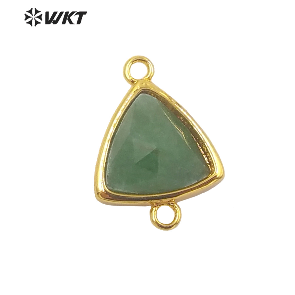 WT-C309 Wholesale Fashion Gold Bezel Stone Connectors Small Size Gemstone Triangle Jewelry Findings Connectors for Bracelets