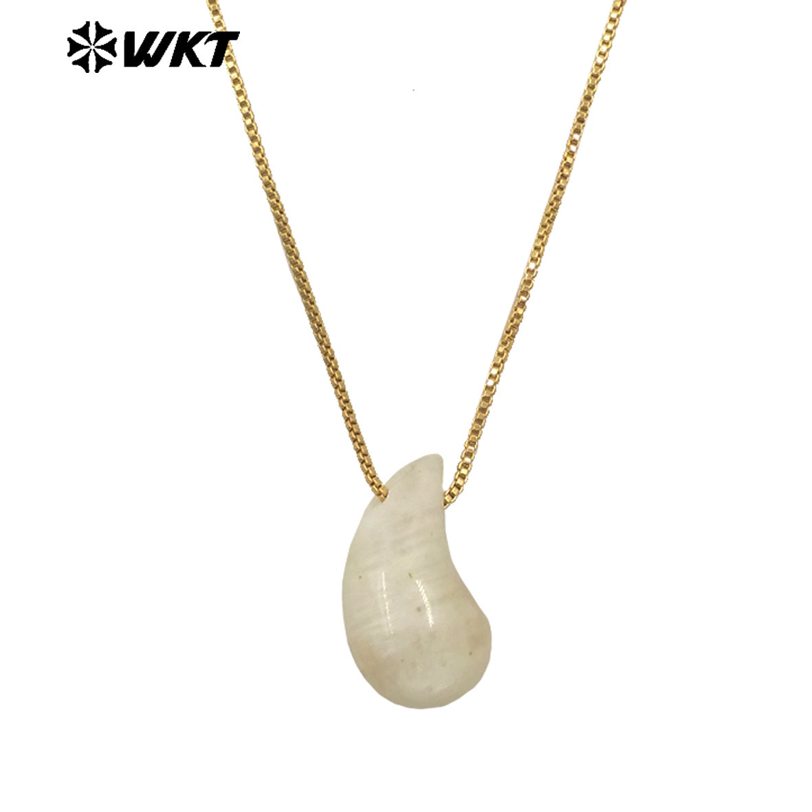 WT-N1483 WKT Wholesale New Design Natural Gemstone Necklace With Gold Color Tiny Chain Waterdrop Shape Female Birthday Jewelry