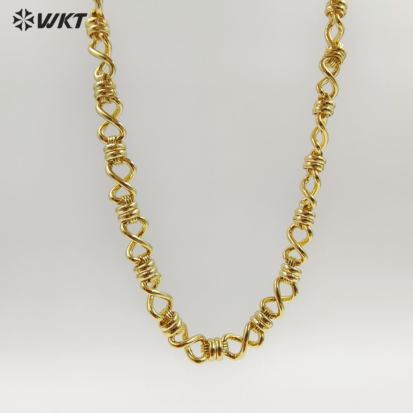 WT-BC249 High Quality Fashion Chain Link Accessories Gold Electroplated Resist Tarnishable "8" Shape Necklace Making Finding