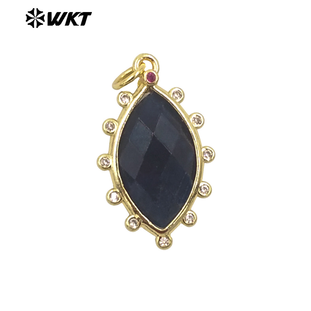 WT-P1975 Europe Delicate Kinds of Gemstone Tiger Eye With Cubic Zircon Setting Charming Jewelry Stone Pendant