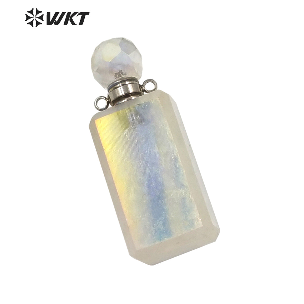 WT-P1651 Long Square Aura Crystal Quartz Stone Perfume Bottle Pendant for Necklace Design Women Wedding Anniversary Gift Pendant