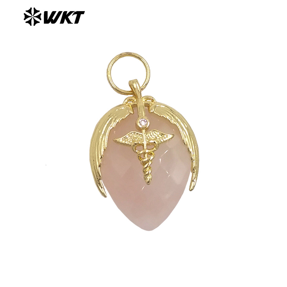 WT-P2014 Newest Fashion Style Strawberry Shape Gold Plated Natural Gemstones Little Pendant For Necklace Earrings Making