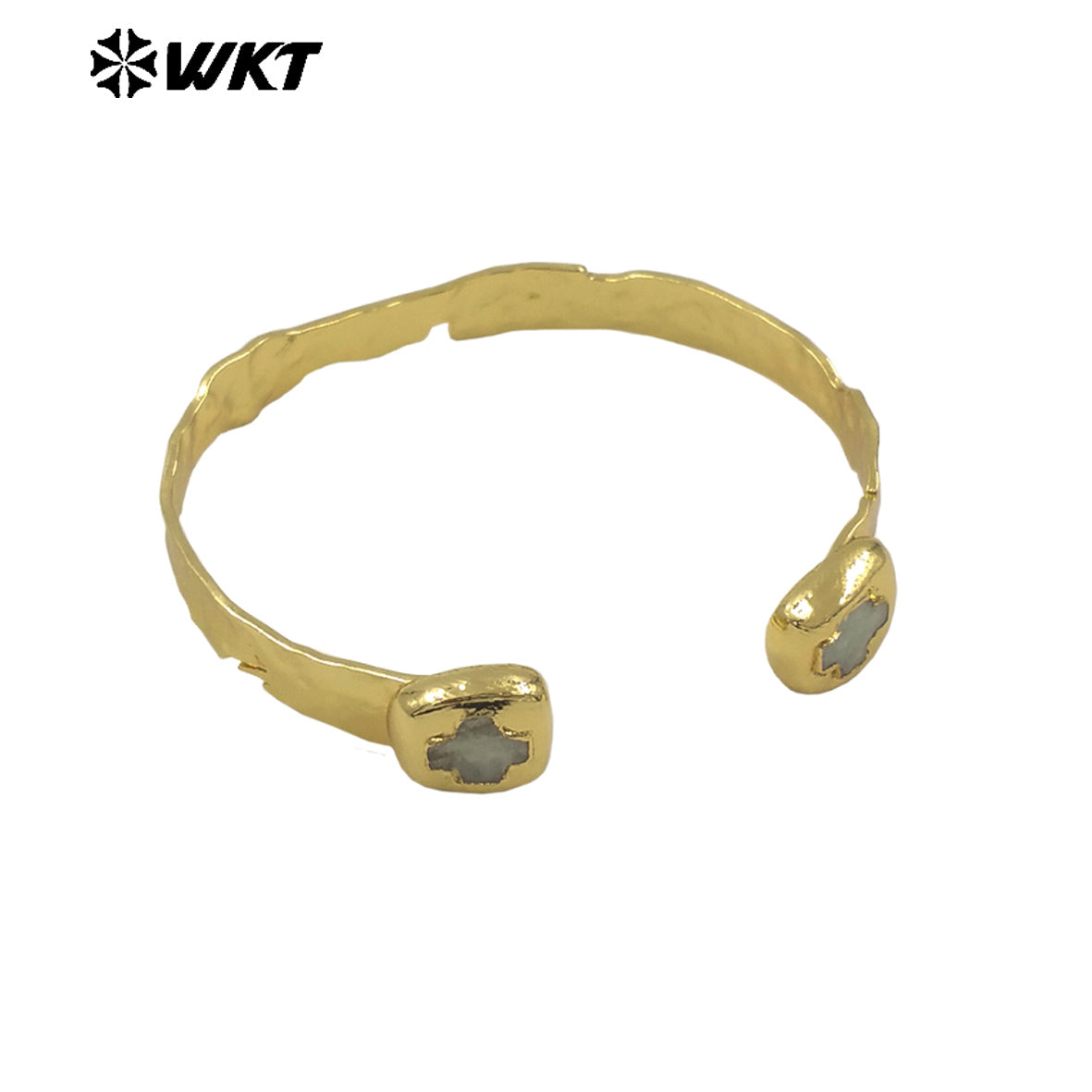 WT-B698 Wholesale Exquisite Women Gemstones Cross Bangles With Gold Electroplated for Daily Jewelry Accessories