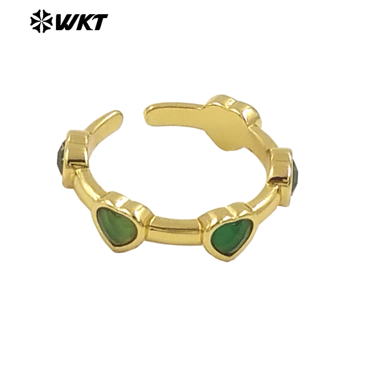 WT-R536 New Design Colorful Lovely Natural Tiny Stone Setting Open Size Heart Ring for Girls Gift Jewelry