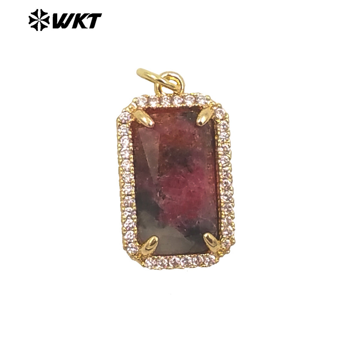 WT-P1973 Wholesale Fashion Gold Plated Cubic Zircon With Prong Setting Long Square Sun Stone Lady Jewelry Pendants