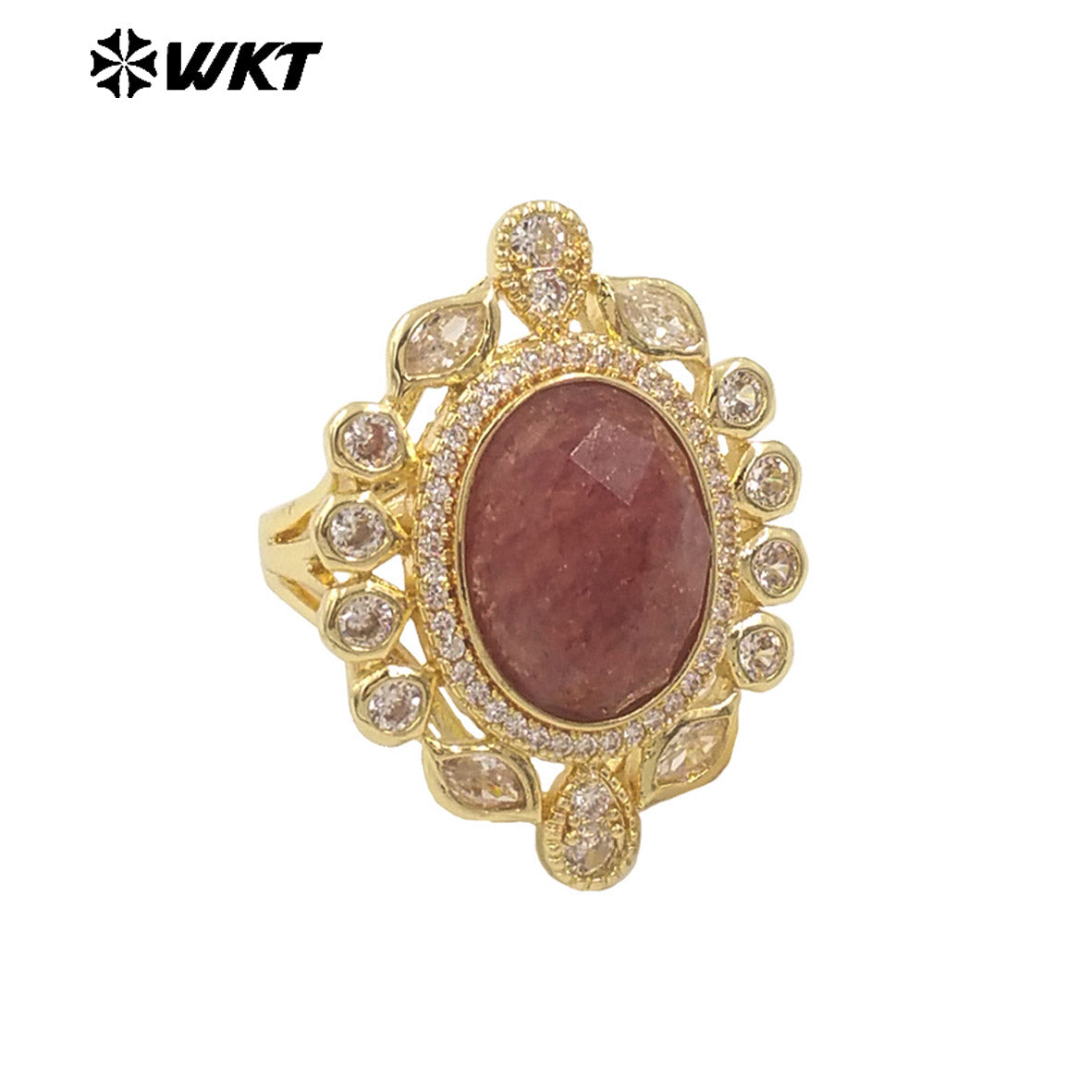WT-MR028 Newest Summer Design Fashionable Royal Court Style Precious Women Adjustable Natural Stone Zircon Wedding Ring