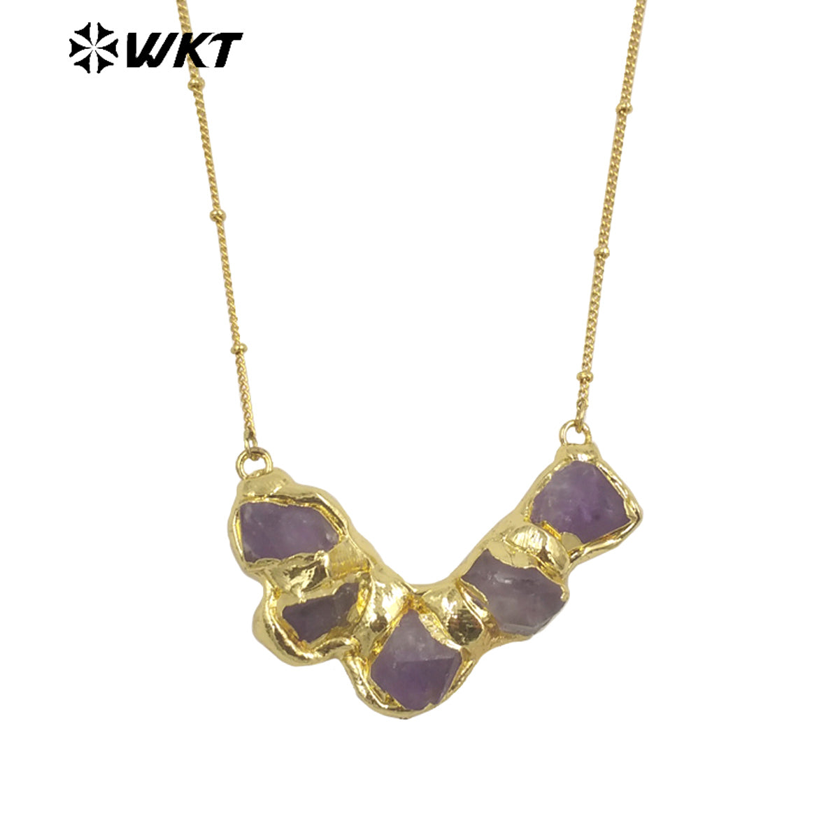 WT-N1424 Gorgeous Natural Yellow Citrine & Amethyst Necklace Vintage Boho Beads Necklace Casual Long Statement Necklace