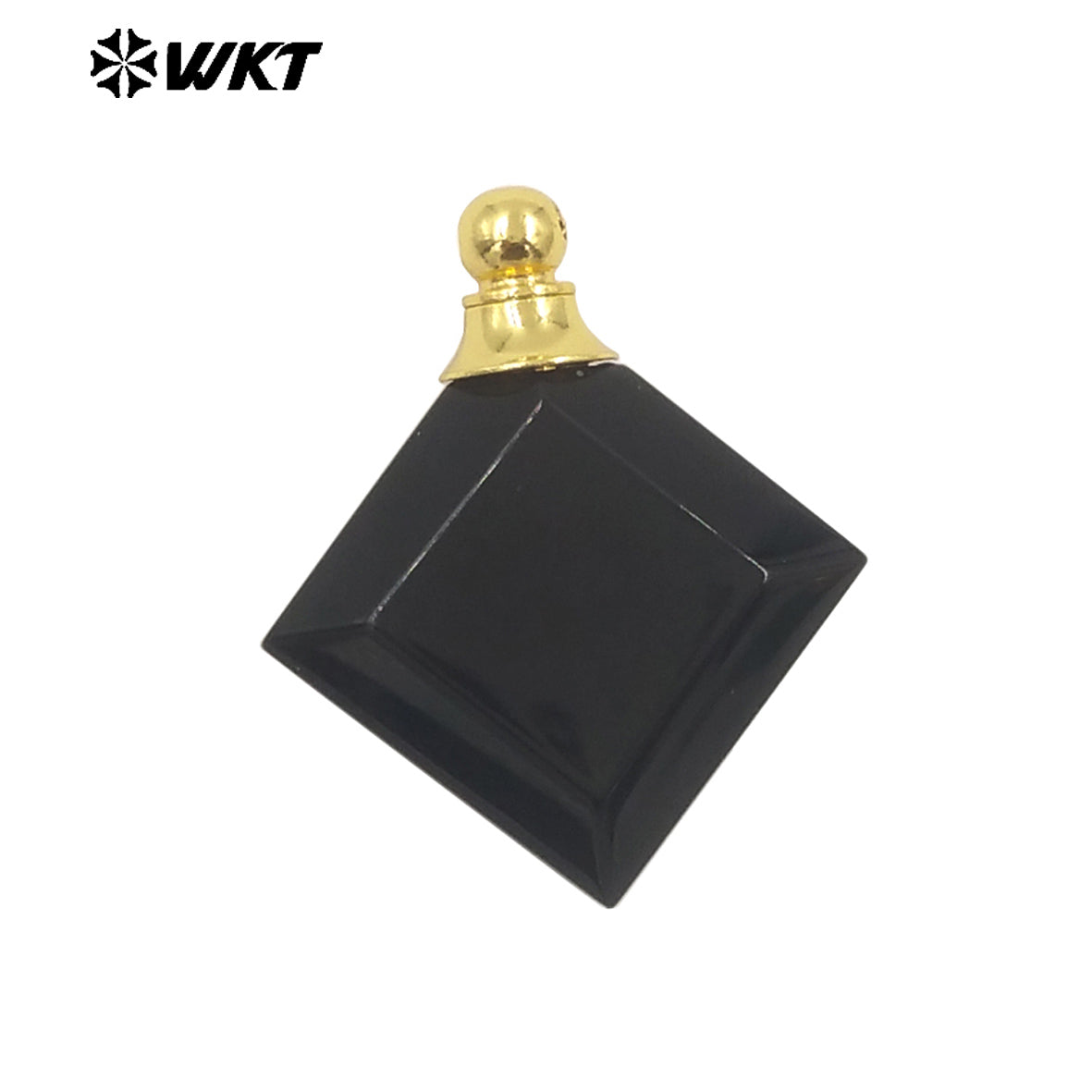 WT-P1980 Newest Fashion Gold Plated Diamond Shape Double Faceted Precious Gemstone Made Perfume Bottle Jewelry Pendants