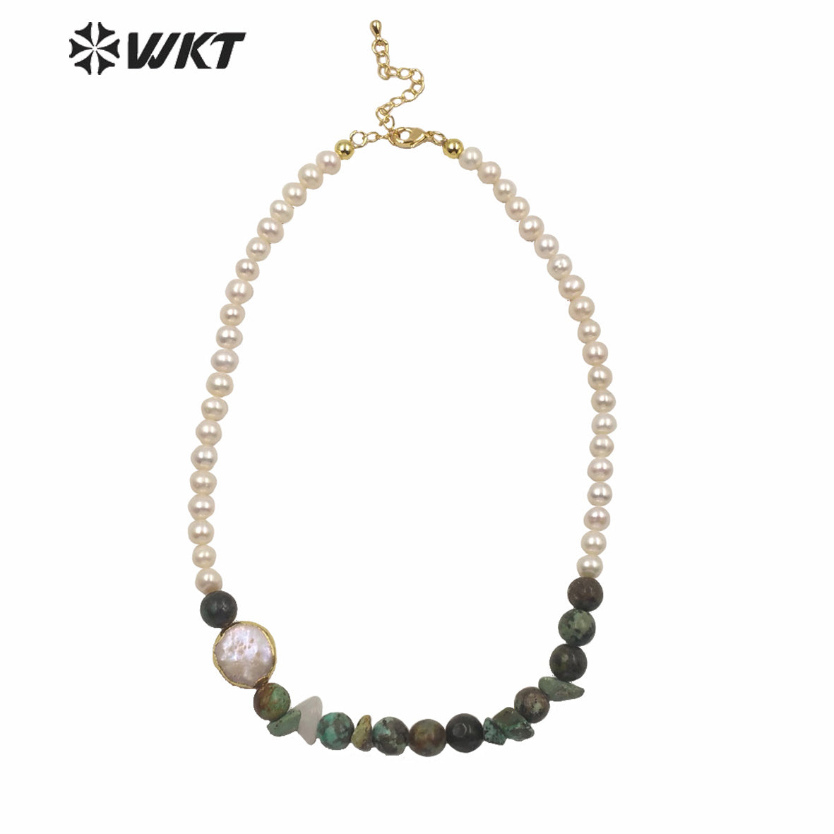 WT-JN122 WKT 14 Inch Long Pearl Necklace Hand Make Strand Beads Necklace Office Lady White Pearl Stone Choker Necklace