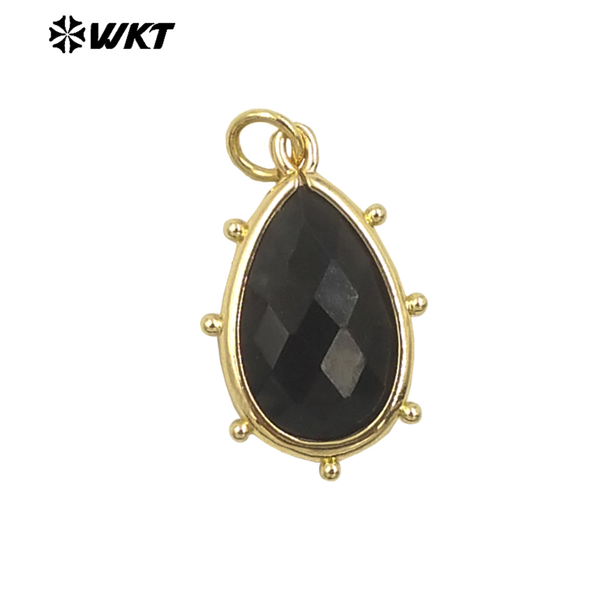 WT-P1974 Wholesale Fashion Tiny Gold Plated Teardrop Natural Faceted Precious Gemstone Lapis Attractive Eye Charms