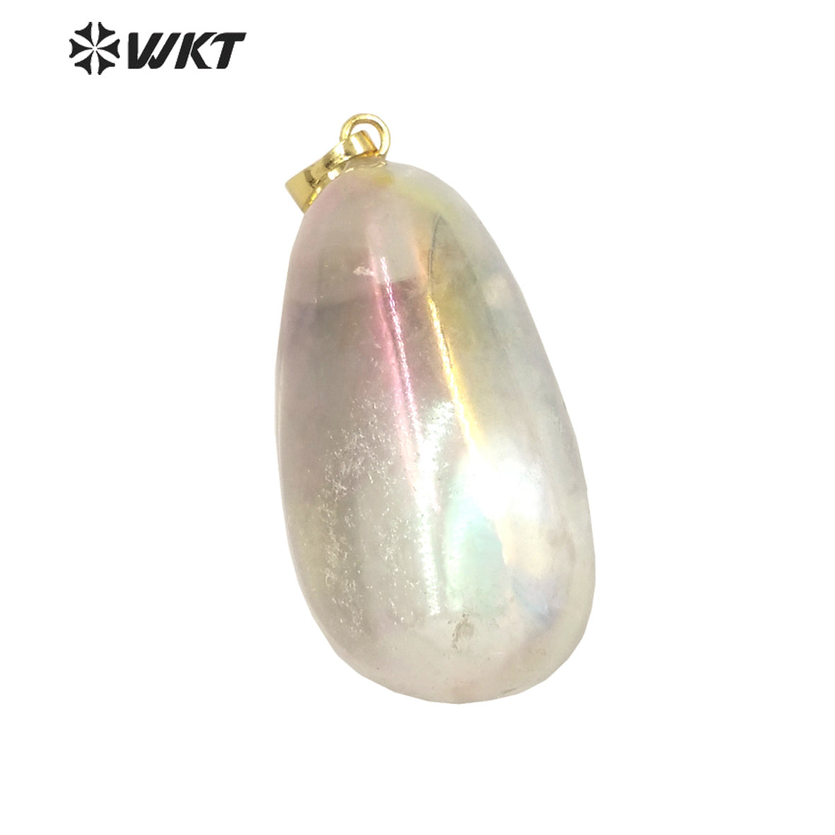 WT-P1807 Smooth Irregular Spherical Pendant Aura Electroplating Natural Stone Pendant Colorful Fantasy Natural Quartz Pendant