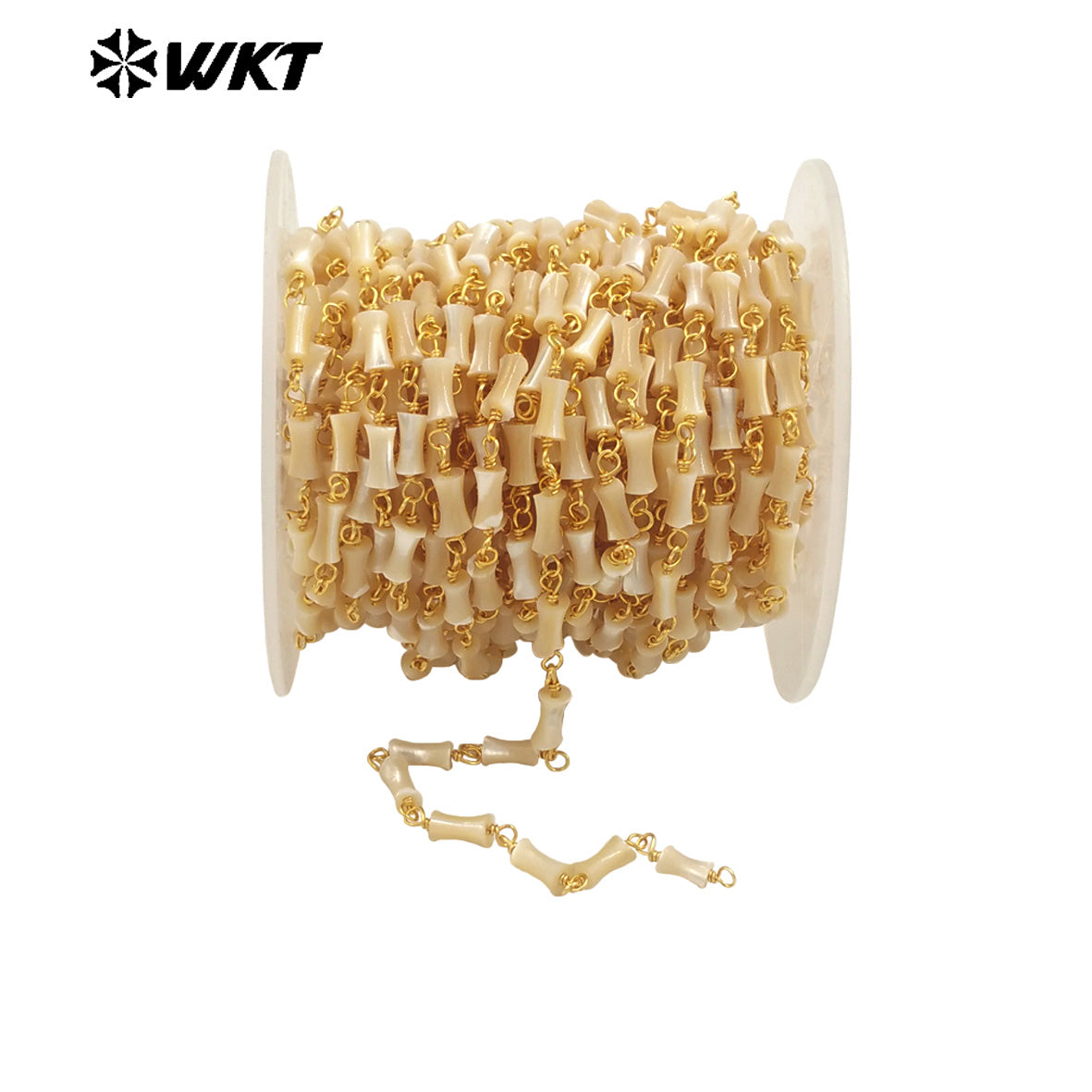 WT-RBC240 New Handmade Wire Wrapped Natural Trumpet Shell Beads Jewelry Chain for Necklace or DIY Making Findings
