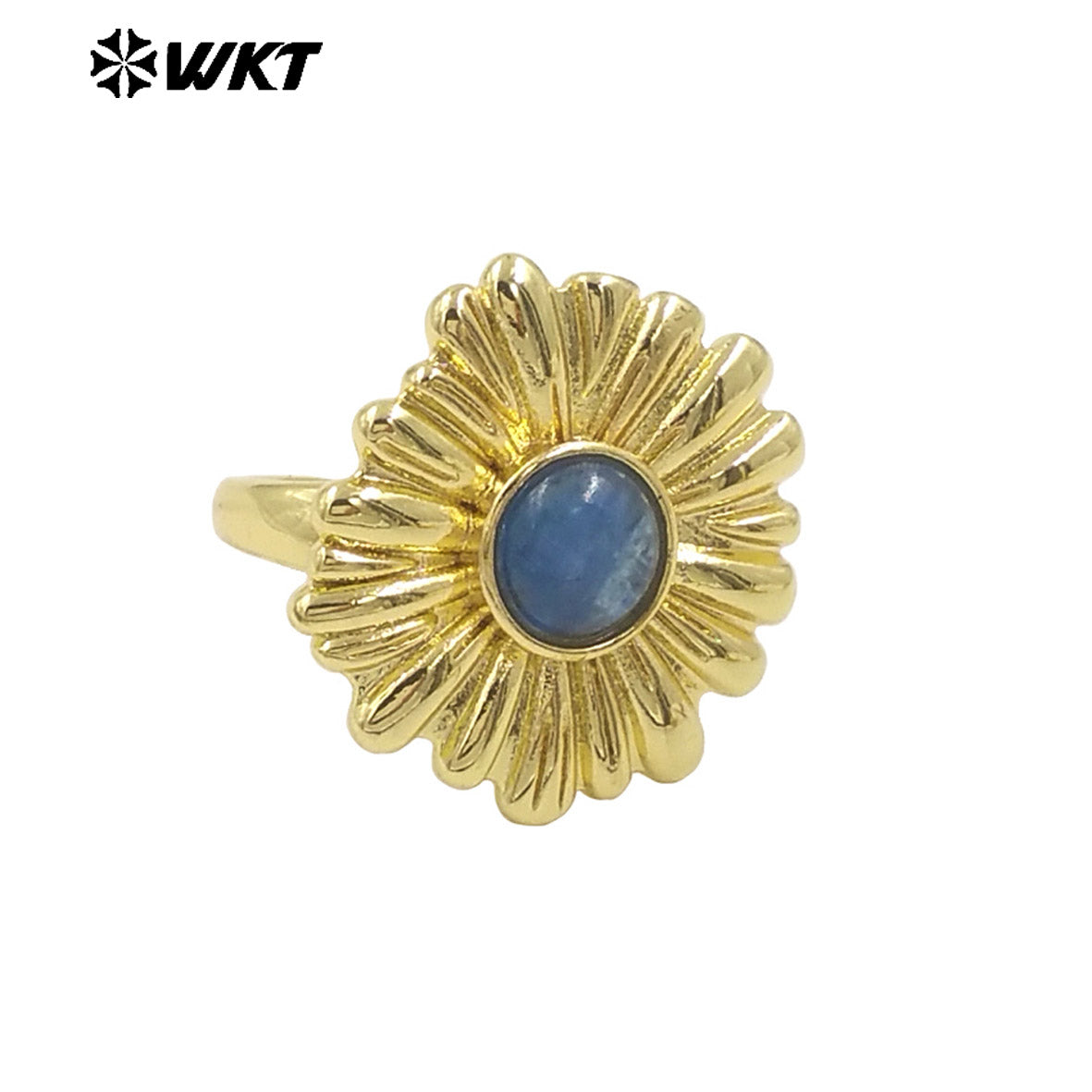WT-R532 Newest Design Romantic Delicate 18K Real Gold Plated Metal With Natural Round Stone Setting Women Party Rings