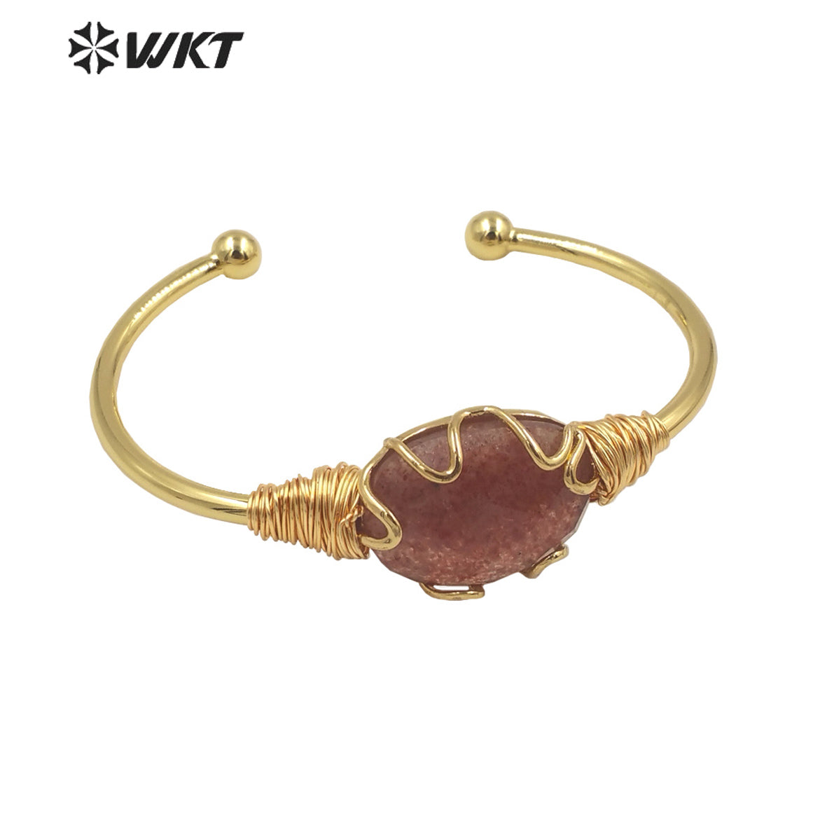 WT-B644 WKT Lovely Fashion Design Trendy Gift for Women Gemstone 18k Plating C Shaped Natural Colorful Gemstone Bracelets