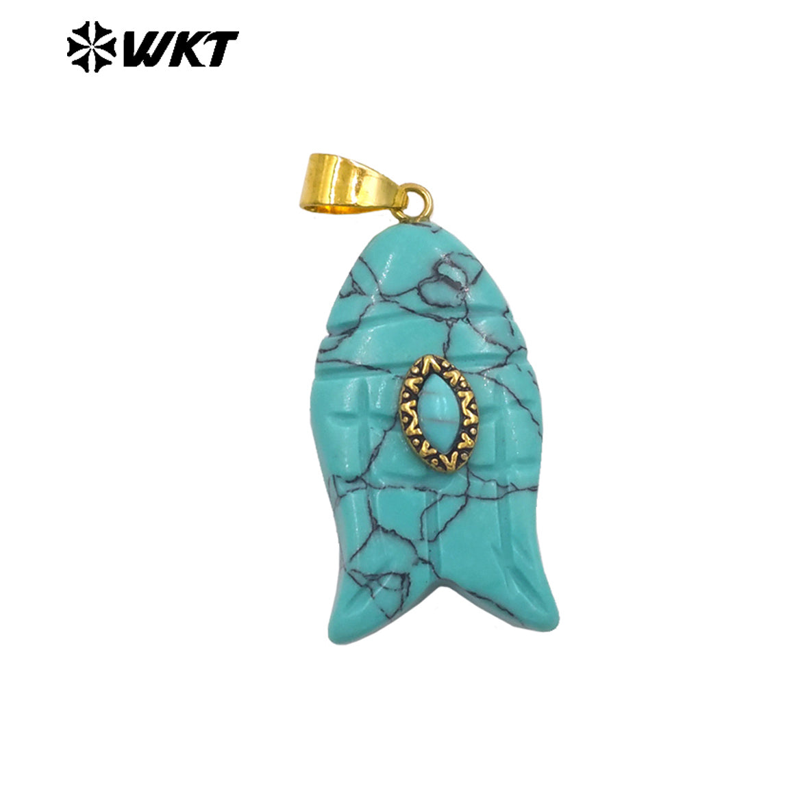 WT-P2012 Wonderful Gold Plated Fish Shape Multi Colors Natural Gemstones Set In Small Stone Pendants For Unique Jewelry Making