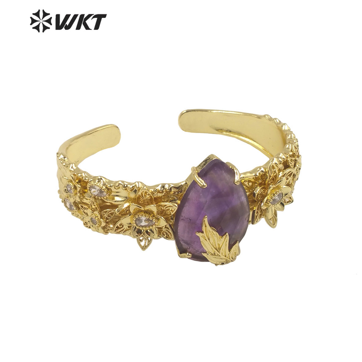 WT-B641 WKT Lovely Fashion Drop Design Trendy Gift for Women Gemstone C Shaped Natural Colorful Gemstone Bracelets