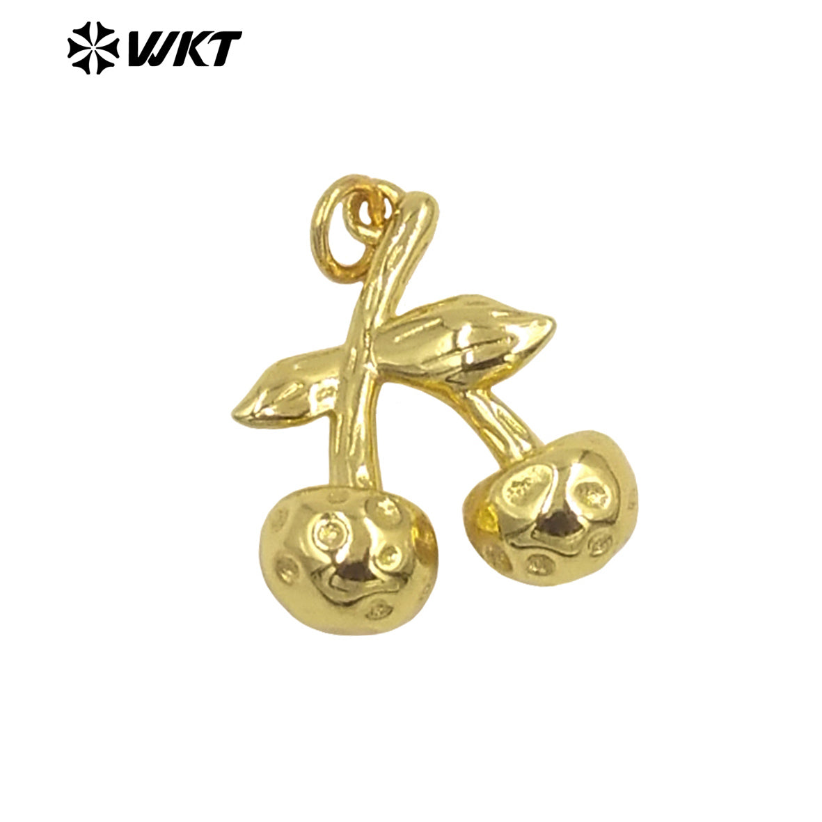 WT-JFE151 Wholesale Women Jewelry Finding Tiny Pendant Silver Gold Plated Cherry Shape Metal Yellow Brass For Earrings DIY