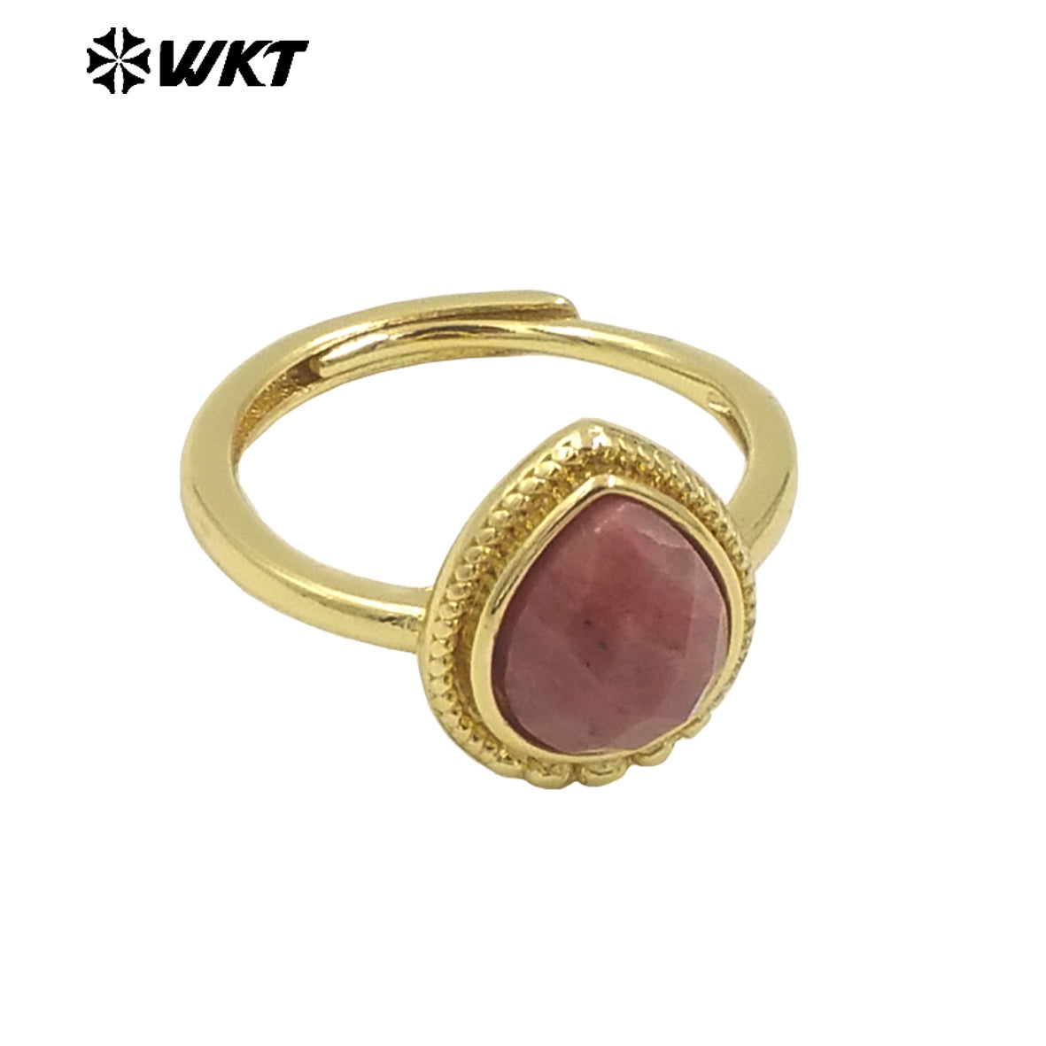 WT-R509 Wholesale Fashion Tiny Pear Shape Natural Gemstone Setting Teardrop Amazonite Birthday Stone Ring