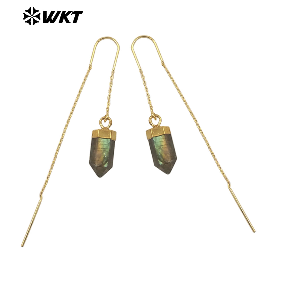 WT-E786 High Quality Delicate Gemstones Amethyst Stone With Gold Plated Geometric Hexagon Bullet Earrings Ladies Lovely Jewelry