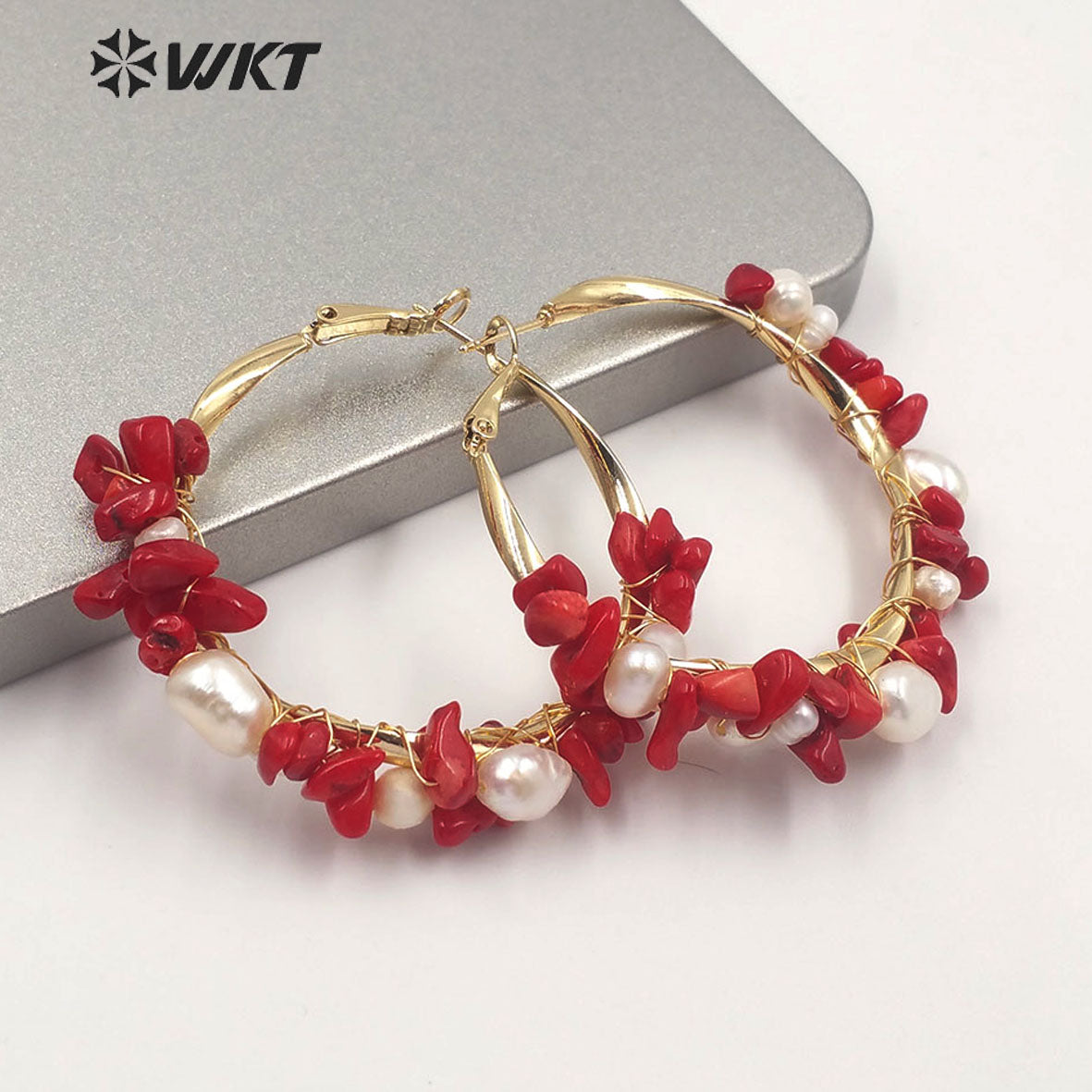 WT-E607 New Exclusive Design Gravel Stone Pearl Earring Multiple Color Selection Women Fashion Gravel Stone Earring