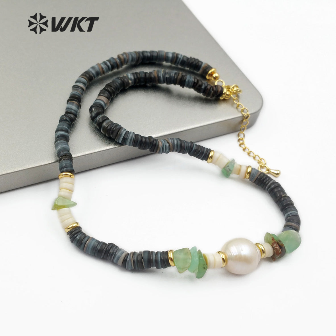 WT-JN101 Wholesale Natural Shell Beads Choker Necklace in 16" Inch Long With Pearl Women Stylish Jewelry Natural Shell Necklace