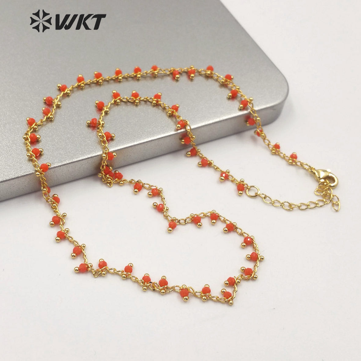 WT-N1202 Hot Sales Crystal Beads Chain Fashion Jewelry Rosary Beads Chain 3mm New Arrival Crystal Beads Necklace
