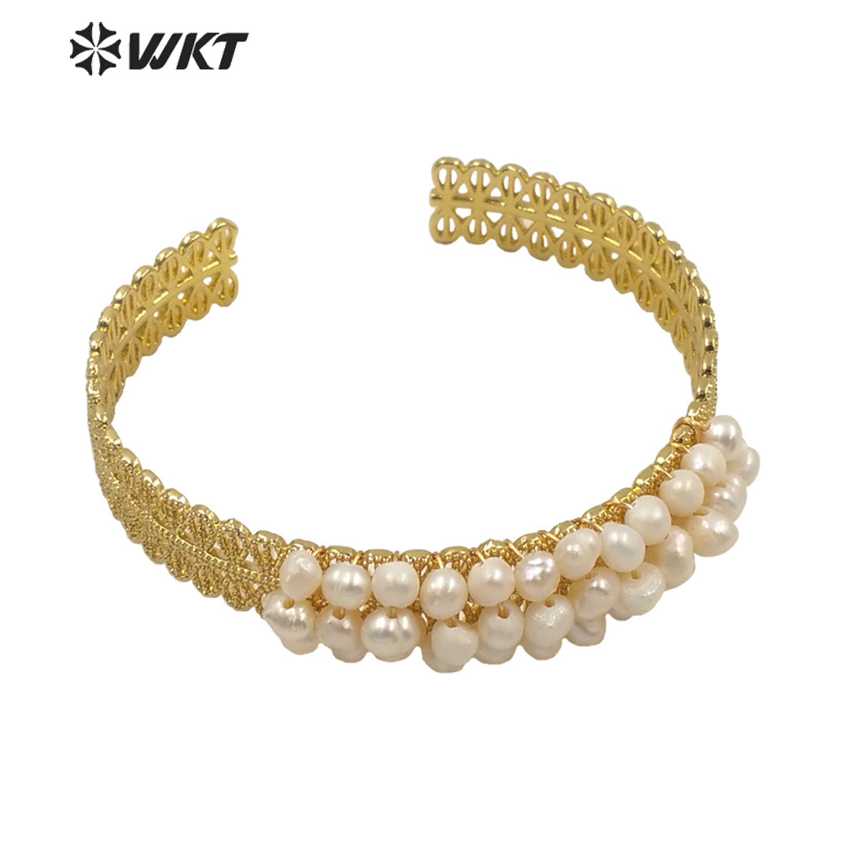 WT-B571 Amazing Tiny Crack Gold Wire Wrapped Stone Bangle Fashion Women Gold Electroplated Tiny Birthday Stone Bangles