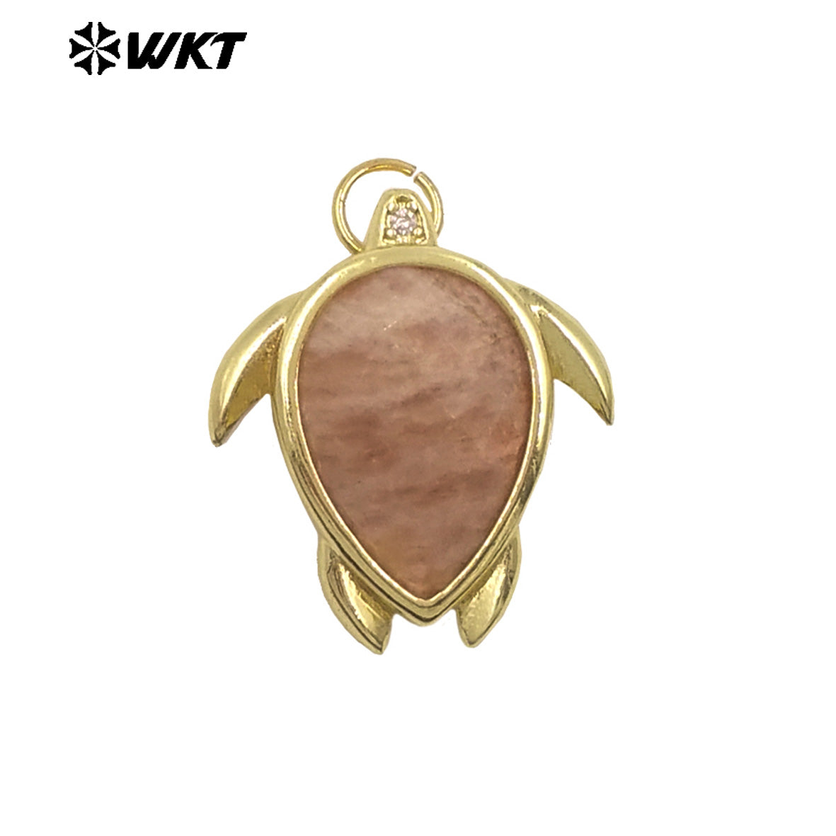 WT-P2015 Wholesale Exquisite Sea Turtles Shape Natural Gemstones Gold Plated Lovely Pendants For Ladies Jewelry Decoration