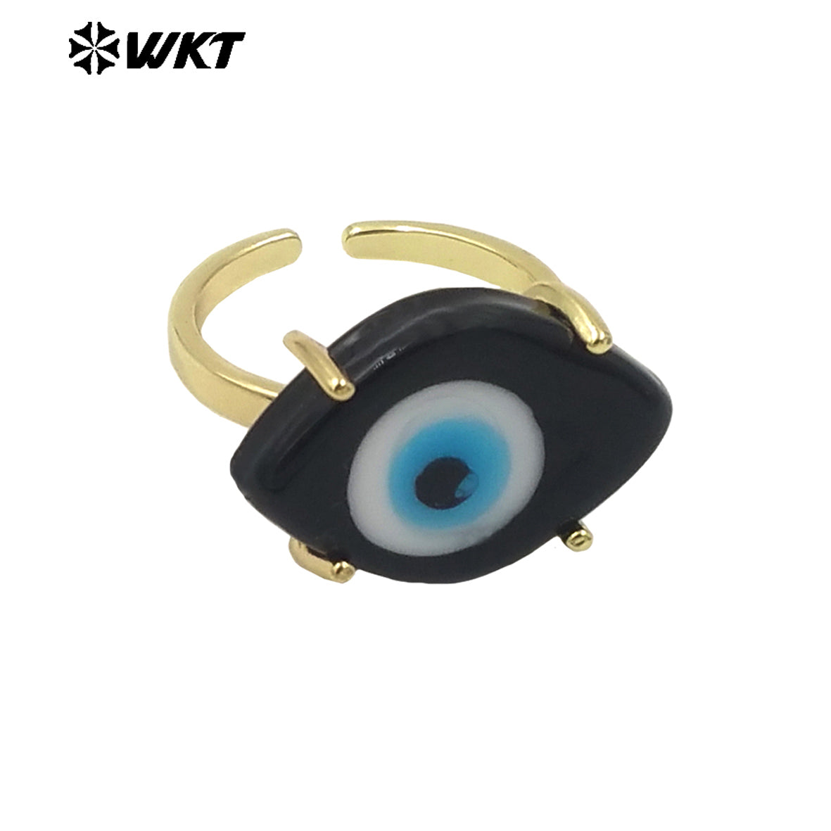 WT-MPR088 Wholesale Fashion Gold Claw Setting Resin Horse Eye Ring for Girl Healing Attractive Drop Oil Making