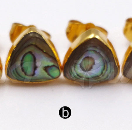 WT-E415 New Coming Natural Shell Stud Earrings High Quality Triangle Shape Shell With Gold Electroplate for Women Earrings