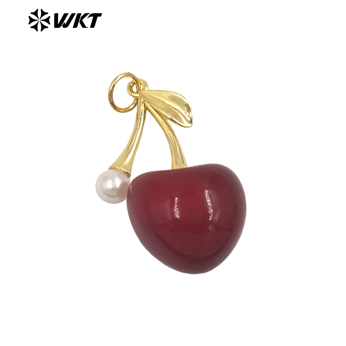 WT-JFE148 New Sales Cherry Charms Metal Yellow Brass With Drop Oil Red/ White Color Gold Plated Pendant Finding For Earrings DIY