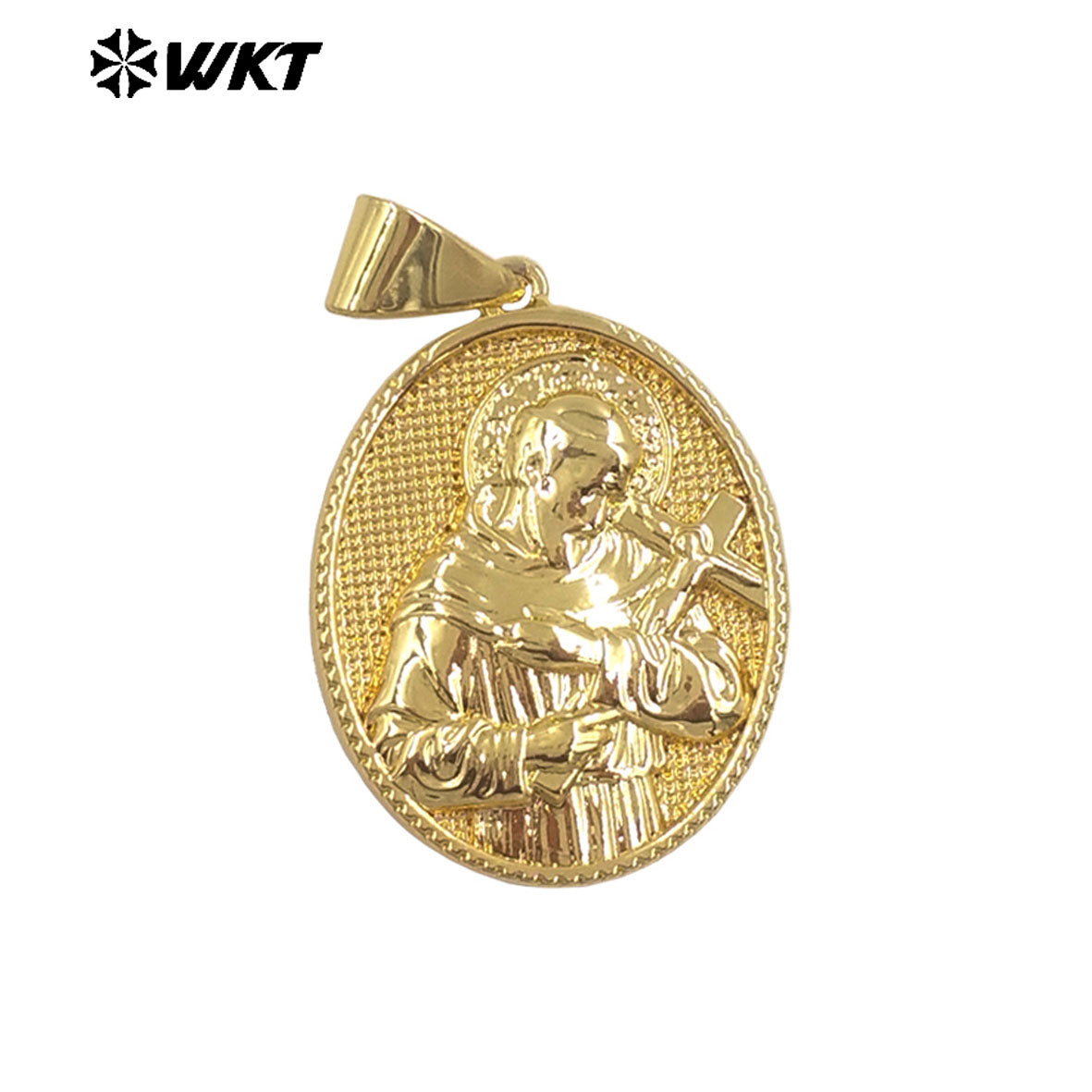 JFE143 New Arrival Metal Yellow Brass Pendant Oval Shape Religious Style Gold Electroplated For Jewelry Handmade Well Quality