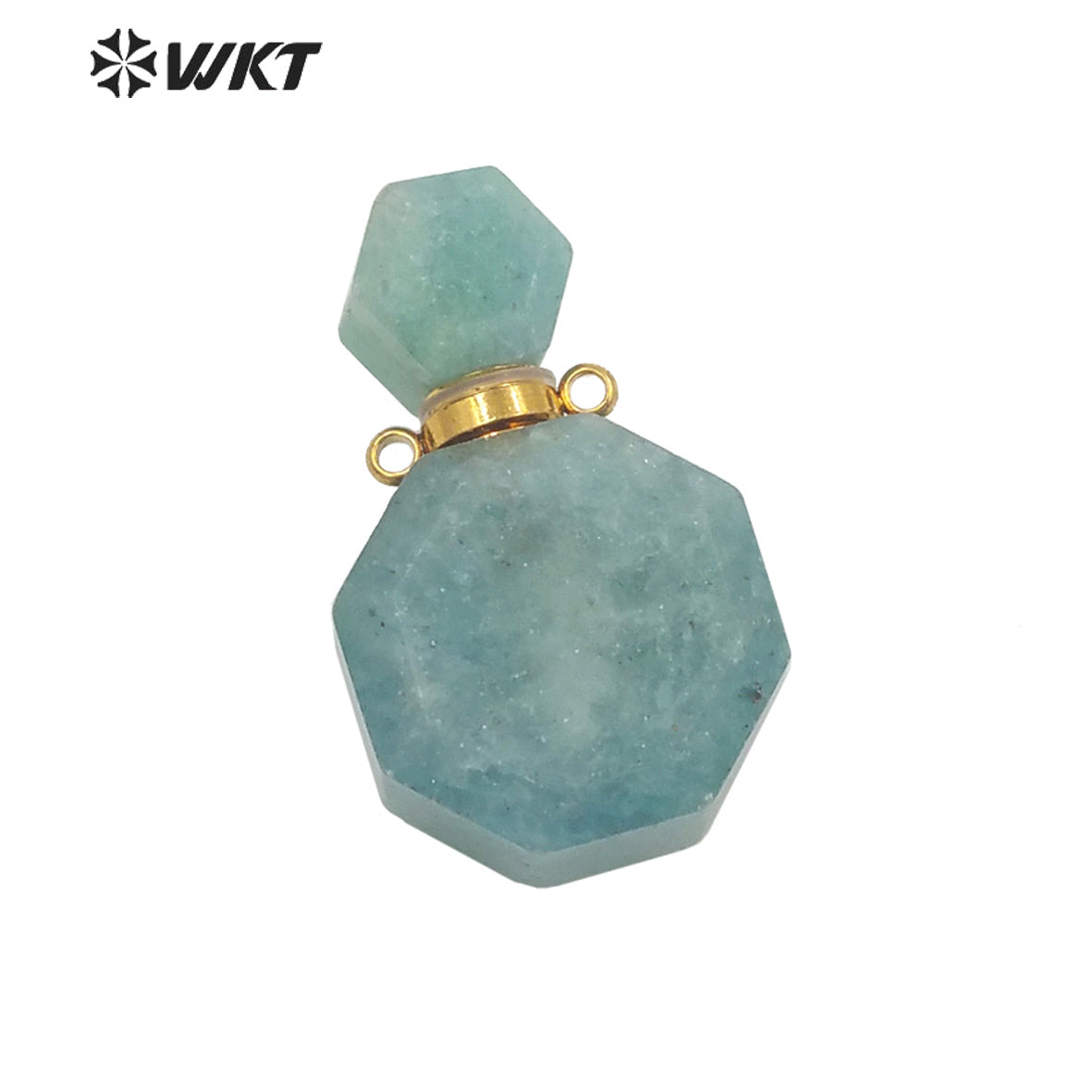 WT-P1759 WKT Hot Sale! Natural Stone Perfume Bottle Pendant Pink Quartz Amethyst Amazonite Pendant Jewelry Necklace Accessory