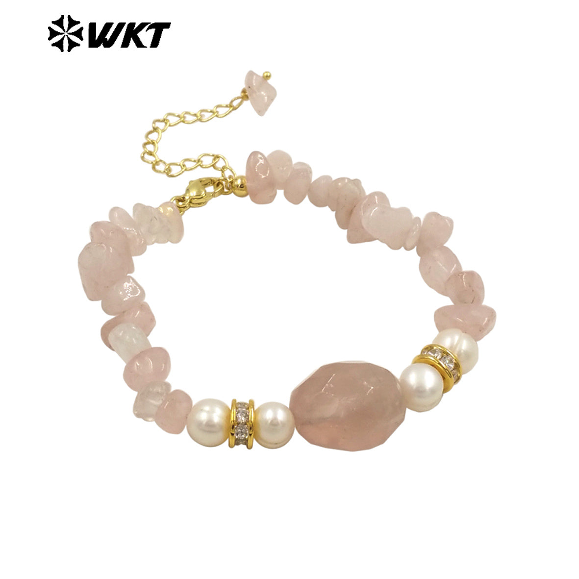 WT-B696 WKT New Arrival Worker Handmade by Natural Nugest Beads Stone Bracelet With Extend Chain Charms Lady Bracelet