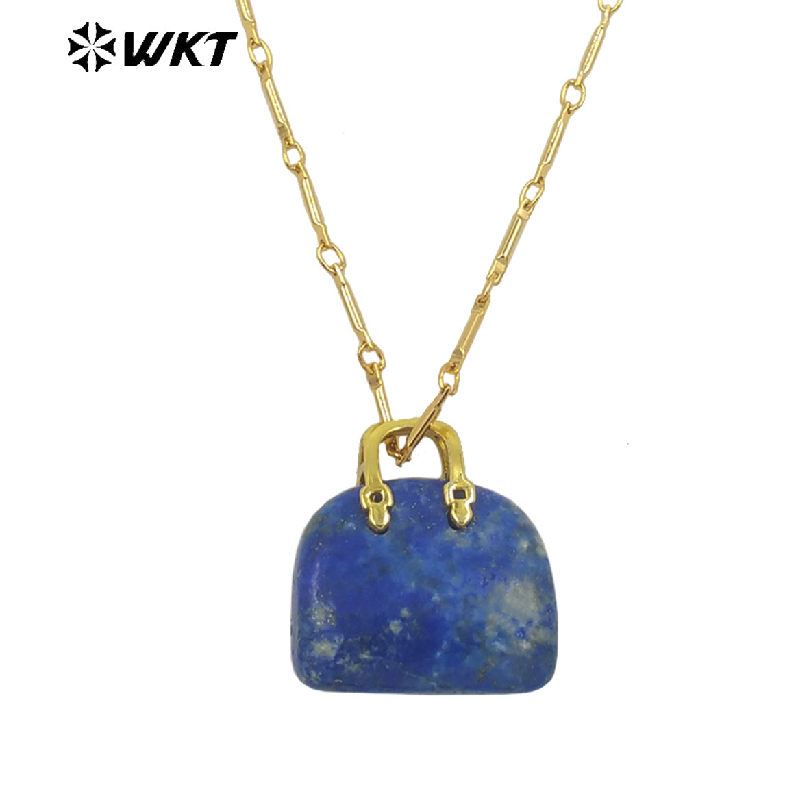 WT-N1362 Cute Handbag Shape Crystal Clear Natural Colored Gemstone Necklace Ladies Jewelry Necklace Gemstone Necklace