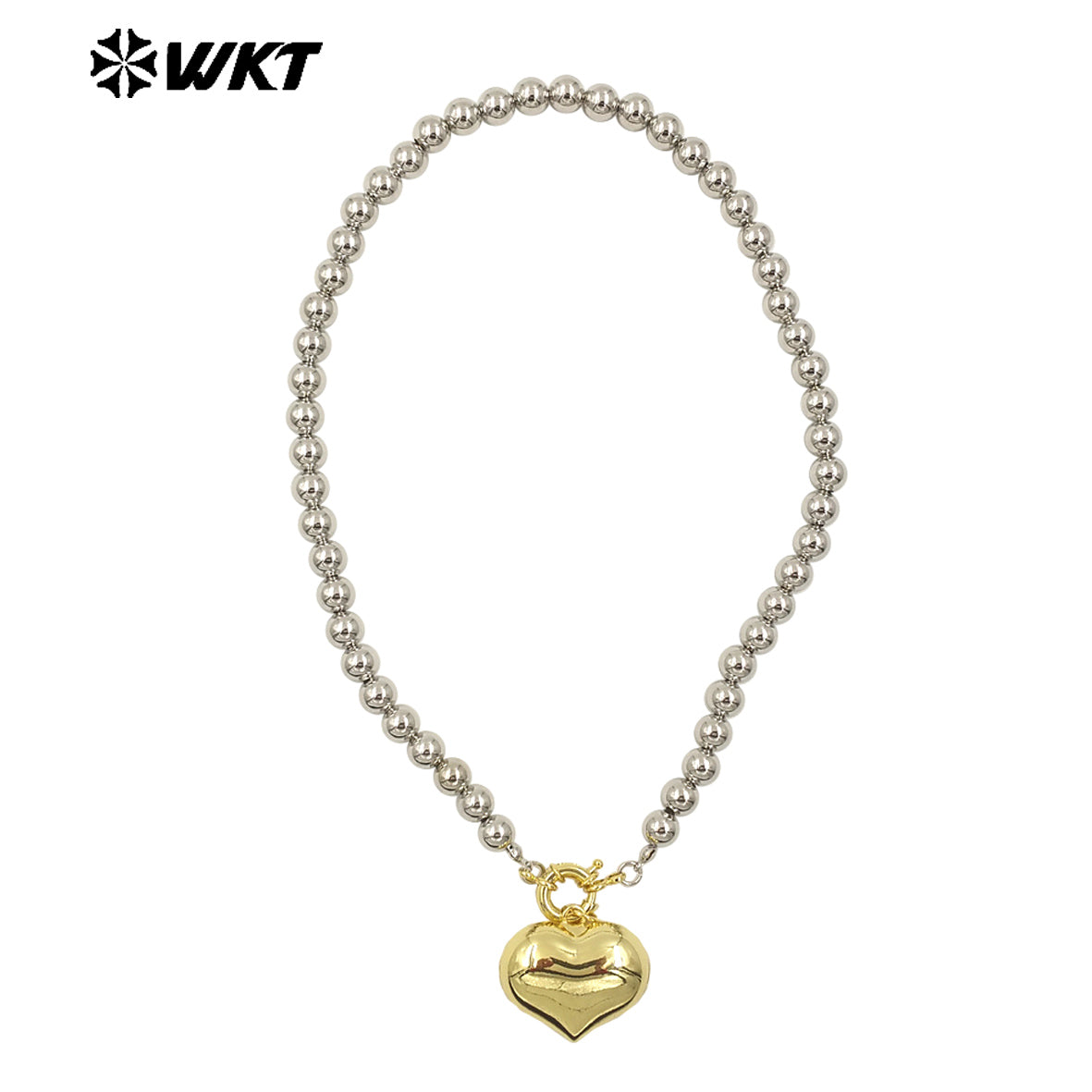 WT-JFN10 Amazing Lovely 8MM 18K Real Gold Plated Round Ball Beads 16 Inch Long Charm Pendant Necklace