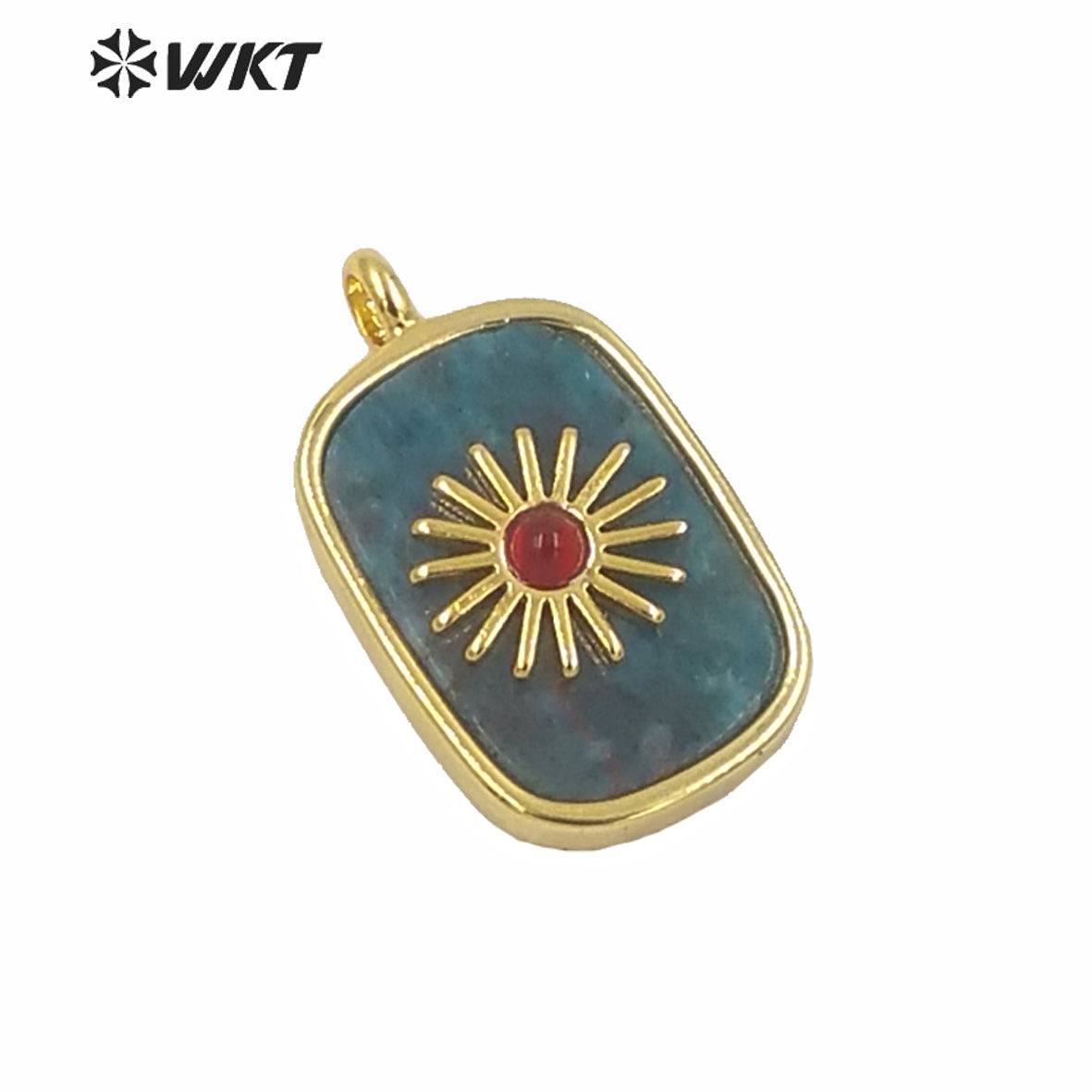 WT-P1590 Amazing Gold Electroplated Bezel Natural Stone Setting square Pendant Fashion Women Themed Charm Stone Pendants
