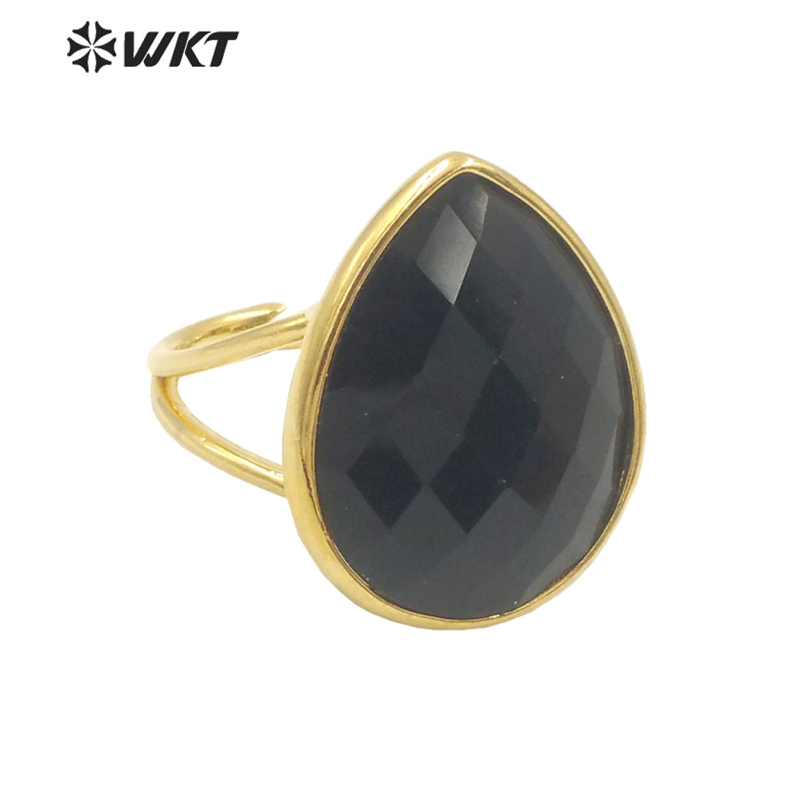 WT-R505 Gorgeous Big Drop Stone Amazonite Tiger Eye and Labradorite 18K Gold Plated Gemstone Women Birthday Ring