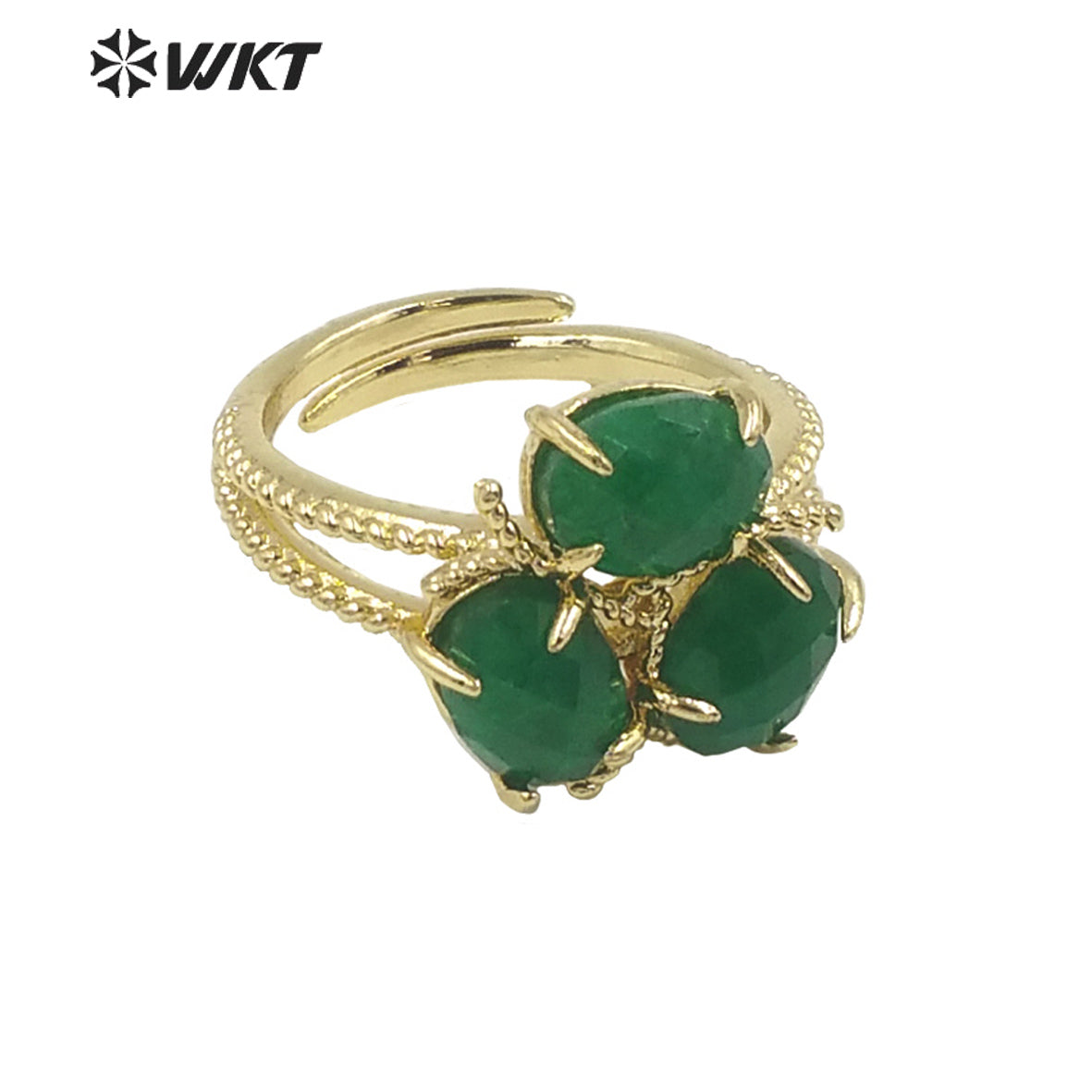 WT-R482 WKT Fashion Design Trendy Gift for Women Colorful High Quality Gorgeous Natural Jade Stone Ring