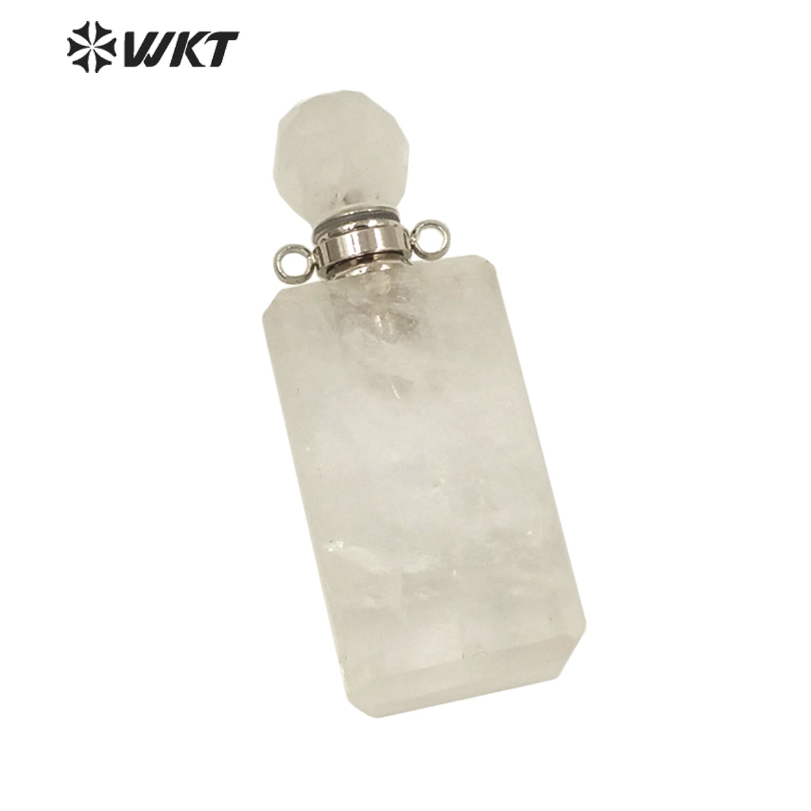 WT-P1634 Wholesale Women Long Square Crystal Quartz Essential Oil Pendant for Loading Perfume Bottle Pendant Quartz Pendant