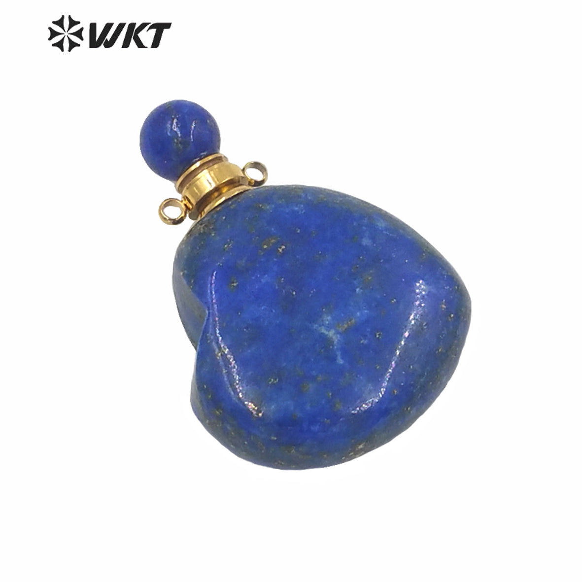 WT-P1604 Wholesale Gorgeous Unique Natural Stone Heart Perfume Bottle Pendant Double Loops Gold Stone Bottle Pendant
