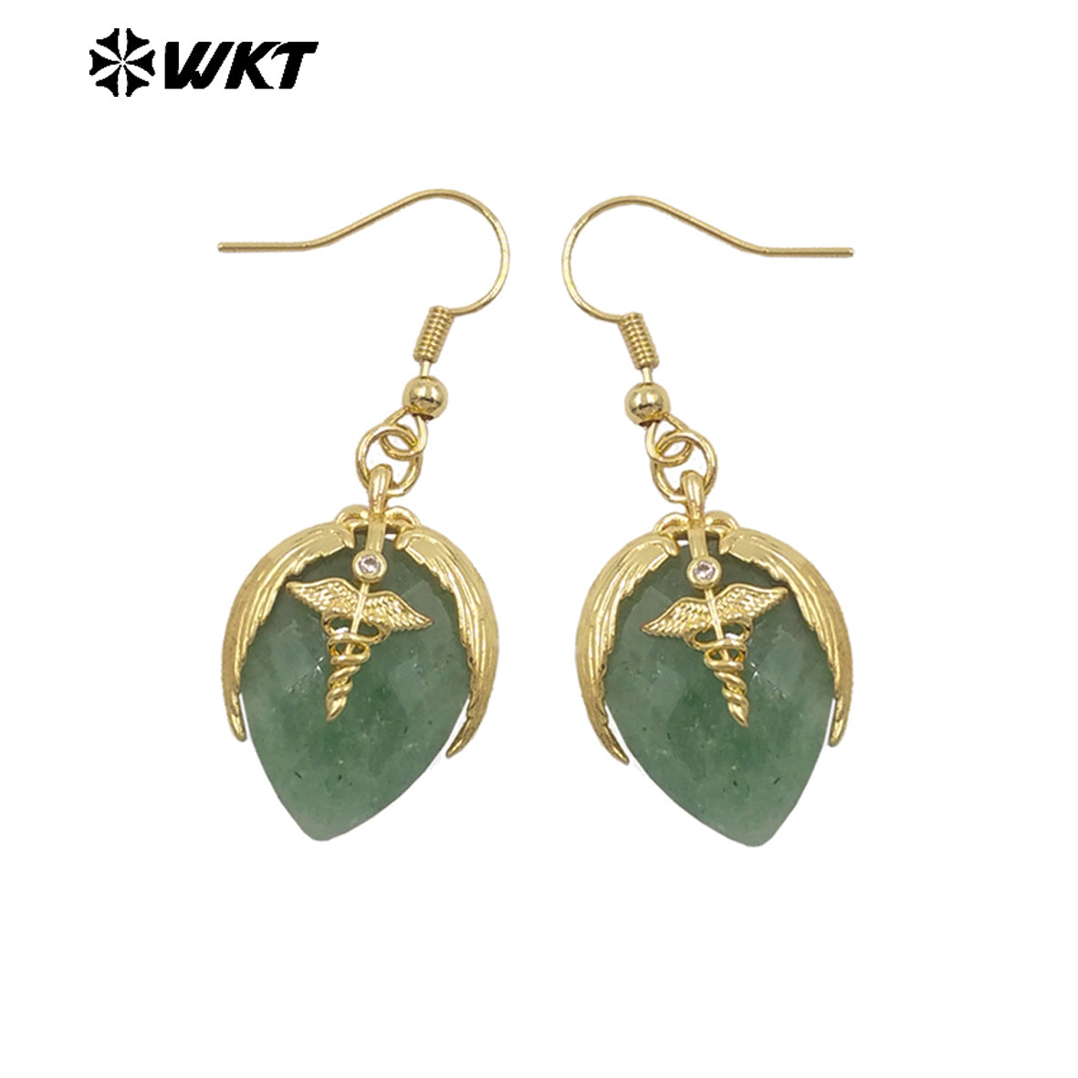 WT-E788 Exquisite Rose Quartz Multi Natural Gemstones Strawberry Shape Gold Plated Earrings For Women Lovely Jewelry Gift
