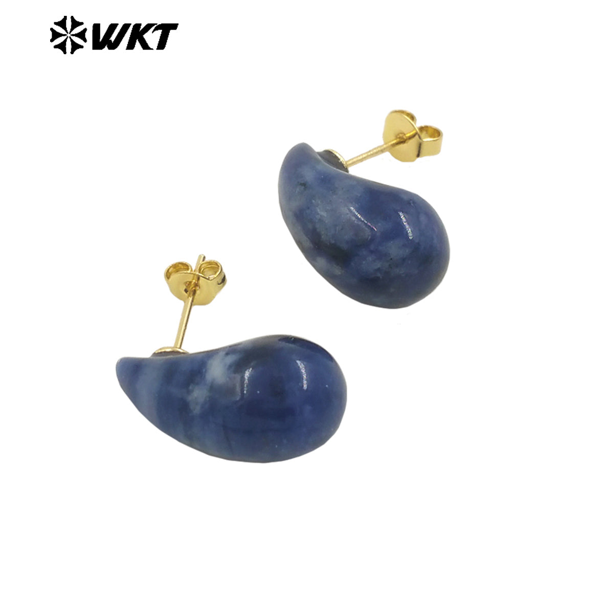 WT-E779 Wholesale Lovely Drop Beans Shape Colorful Blackobsidian Pink Crystal Quartz Stone Earring Drop Studs