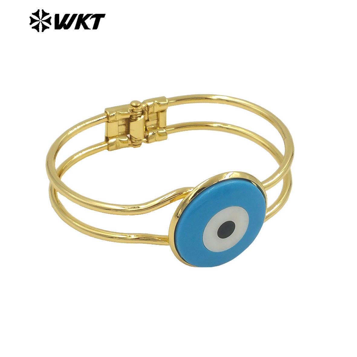 WT-MPB093 Eye of Devil Punk Fashionable 18k Real Gold Resist Tarnishable Europe and America Natural Shell Cuff Bangle