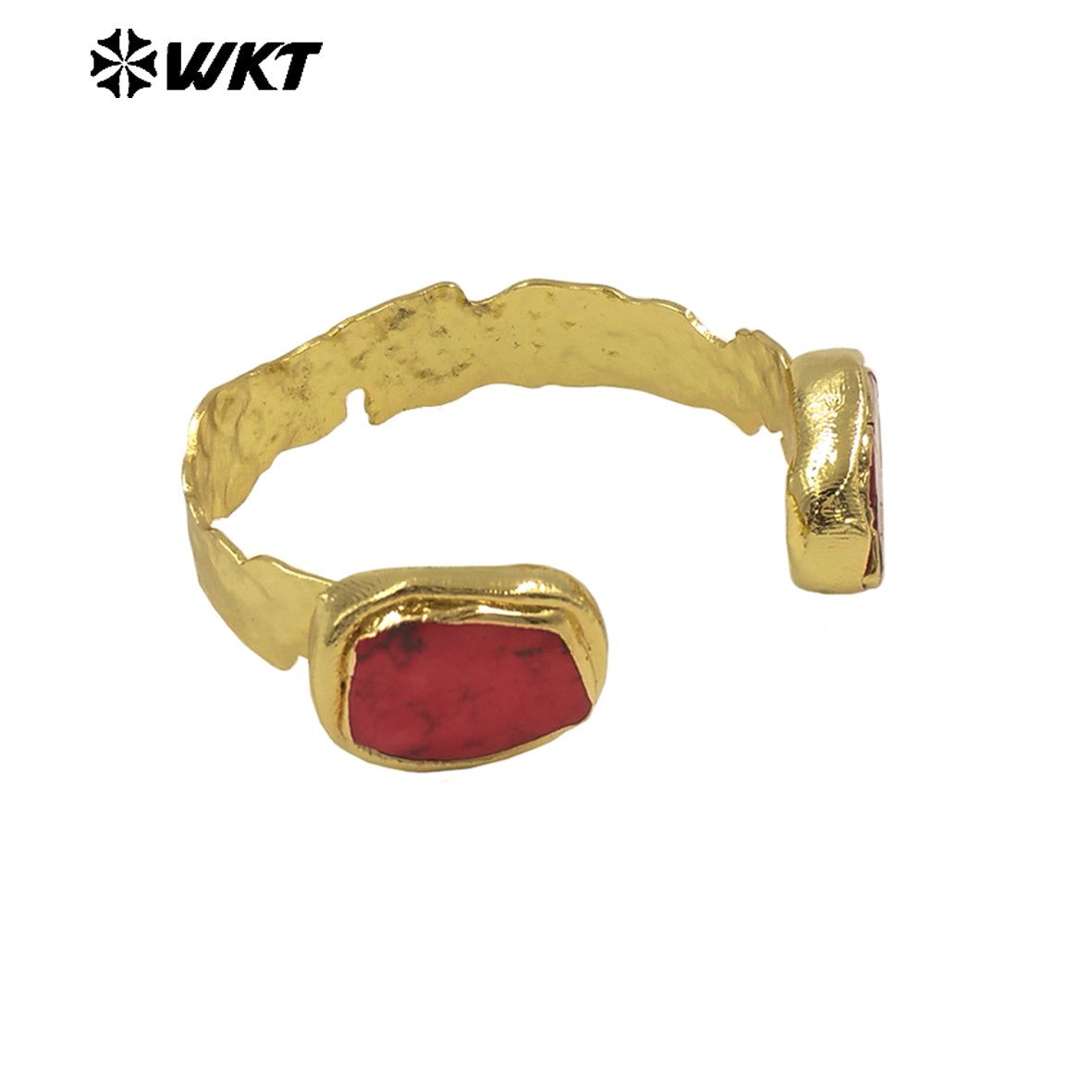 WT-B694 Fashionable Couple Jewelry in Colorful Turquoise Grain Double Stone With 18k Gold Plated Can Be Adjustable Bangle
