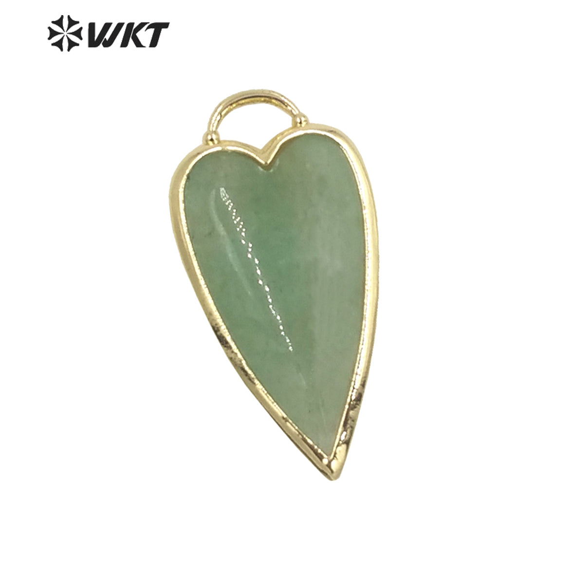 WT-P1862 Exclusive Design Long Heart Stone Pendant 18k Real Gold Plated Natural Faceted Arrowhead Heart Amethyst Pendant