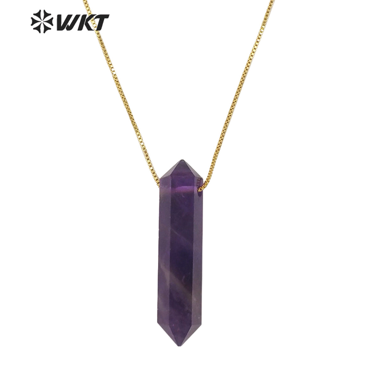 WT-N1306 New Fashion Gold Adjustable Chain Thread Simple Elegant Rose Quartz Point Necklace Natural Double Point Quartz Necklace