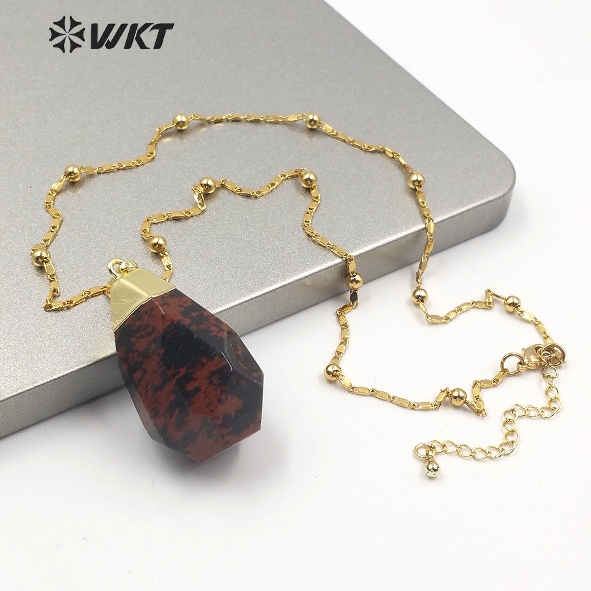 WT-N1209 Newest Natural Gemstone Necklace Gold Plated Stylish Women Charm Jewelry Natural Stone Necklace