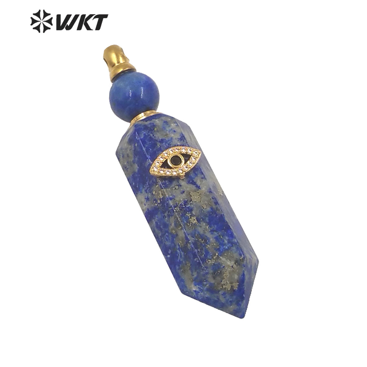 WT-P1603 NEW Charm Eye Hexagonal Spirit Point Rose Quartz Stone Perfume Bottle Women Fashion Gold Turkey Eye Perfume Pendant
